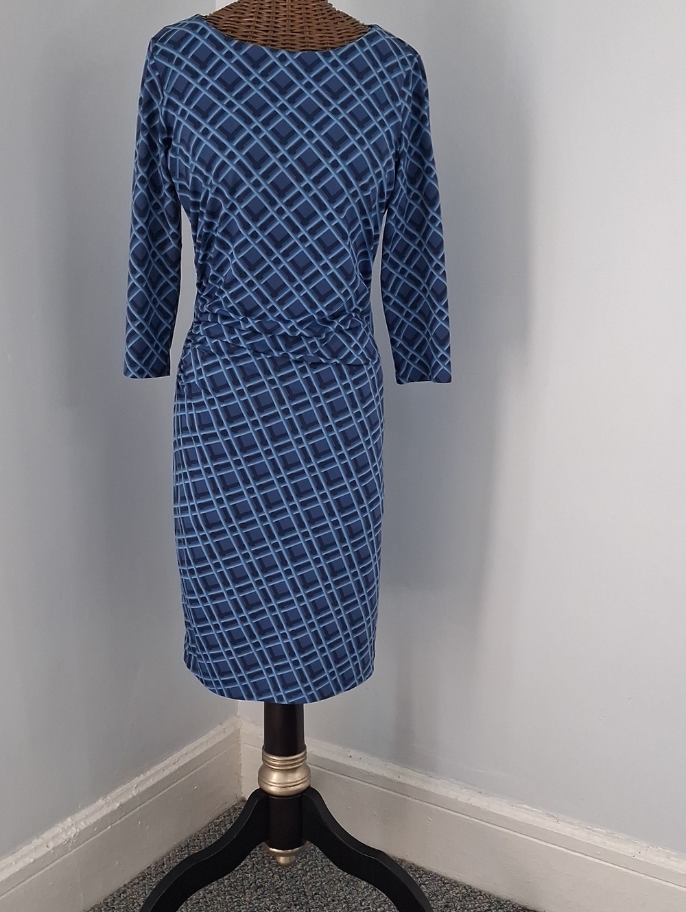 J. McLaughlin Blue Geometric Midi Dress